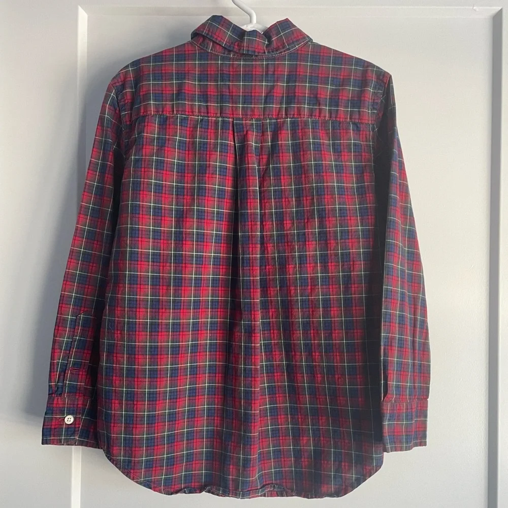 RALPH LAUREN Boys Dress Button Down Shirt - size 6 red blue plaid